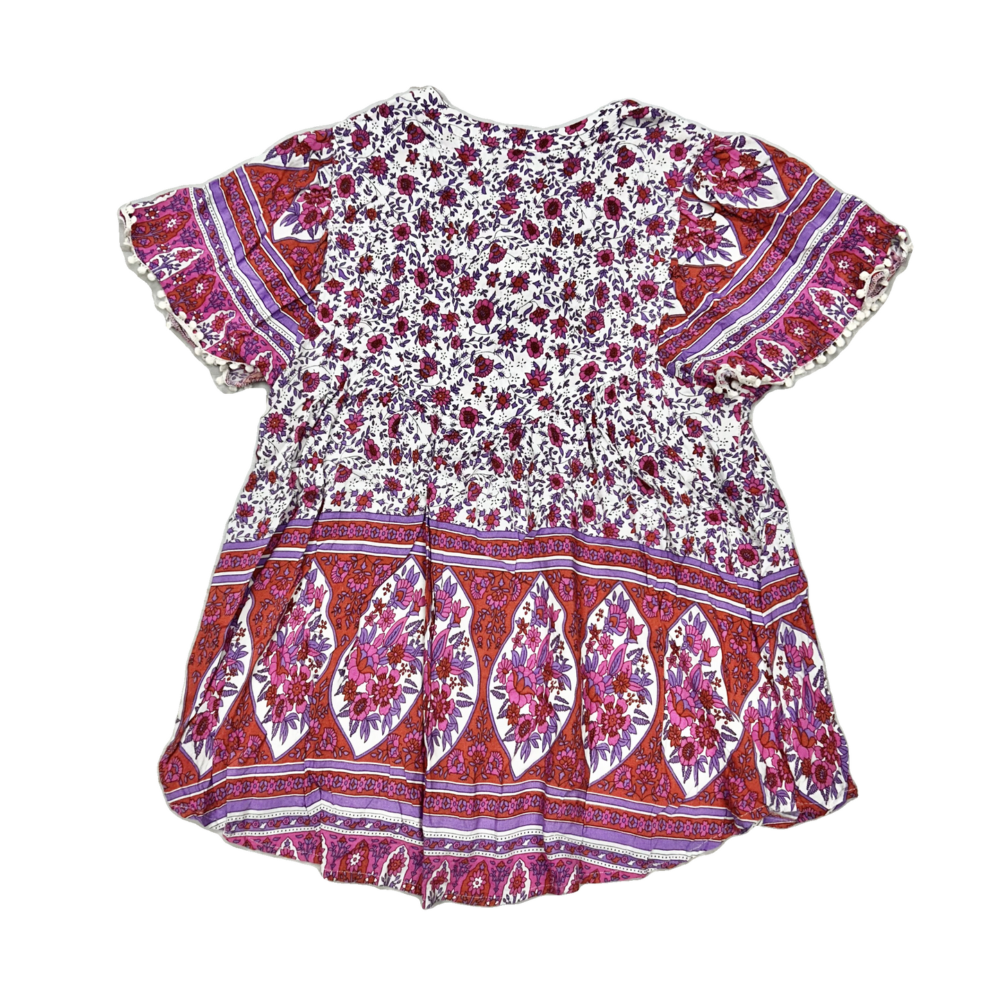 Blouse Short Sleeve By Thml In Purple & White, Size: M