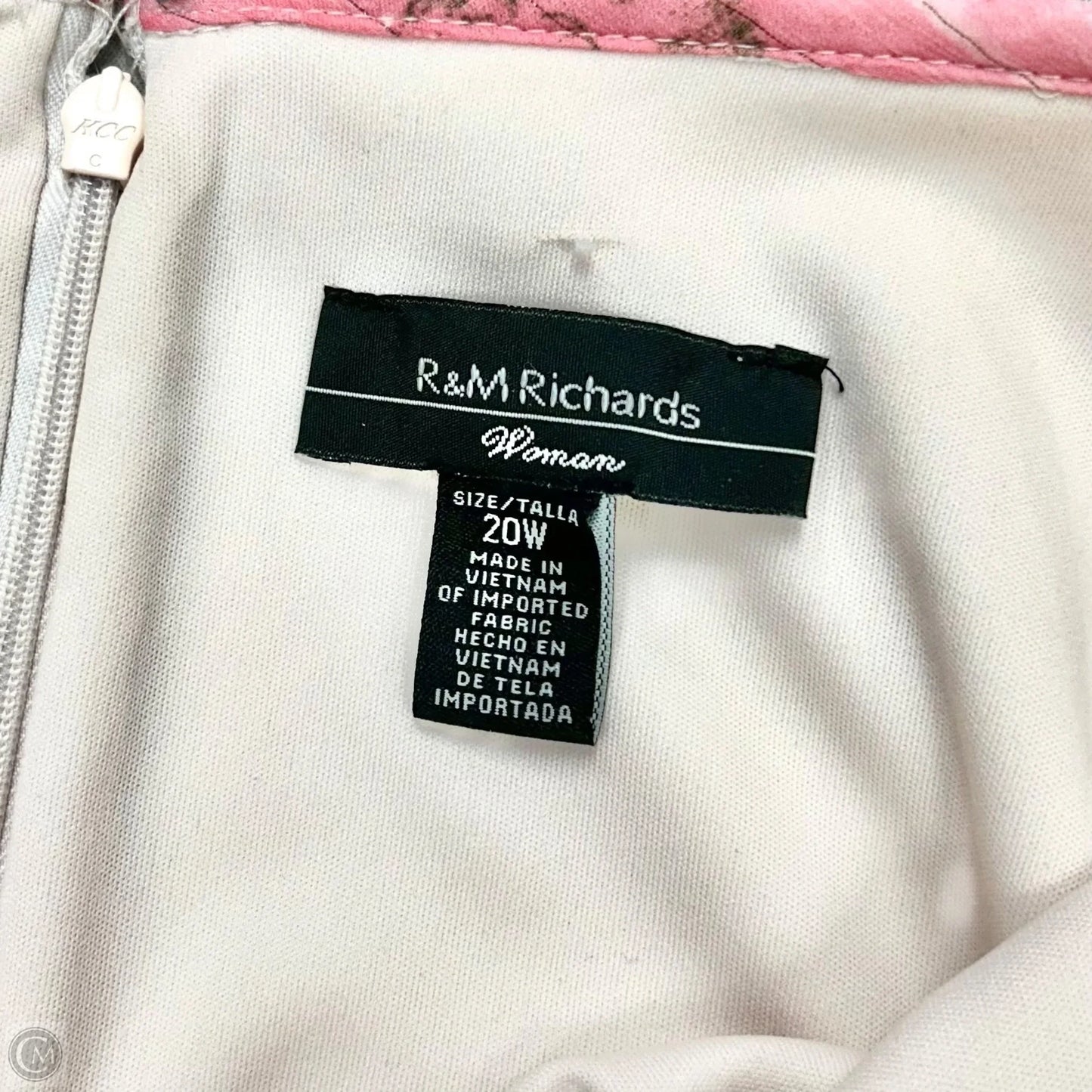 Dress Party Long By R And M Richards In Pink & White, Size: 2x