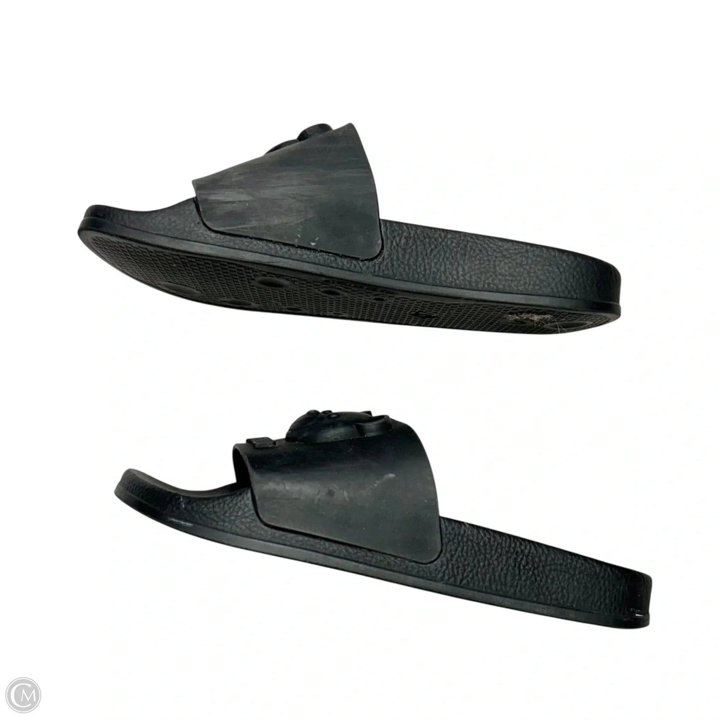 Sandals Luxury Designer By Moschino In Black, Size: 6.5