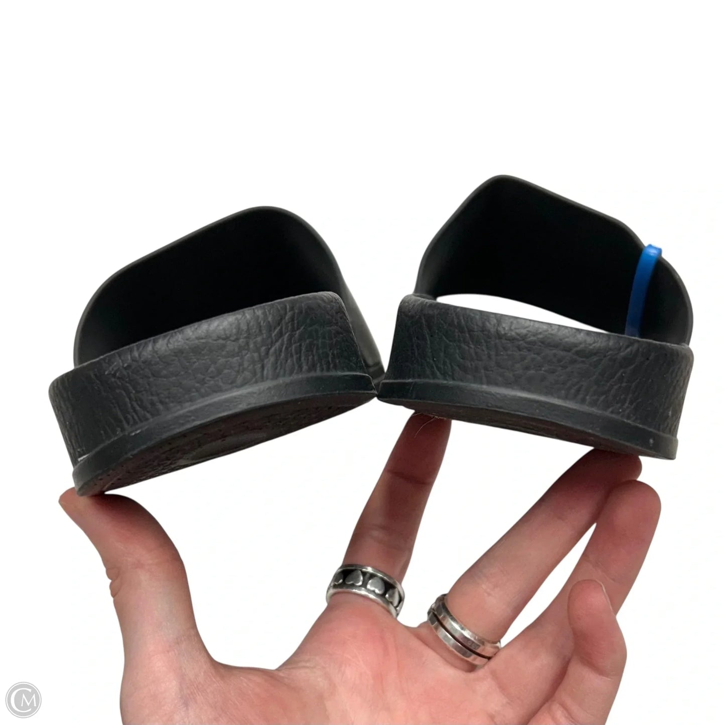 Sandals Luxury Designer By Moschino In Black, Size: 6.5