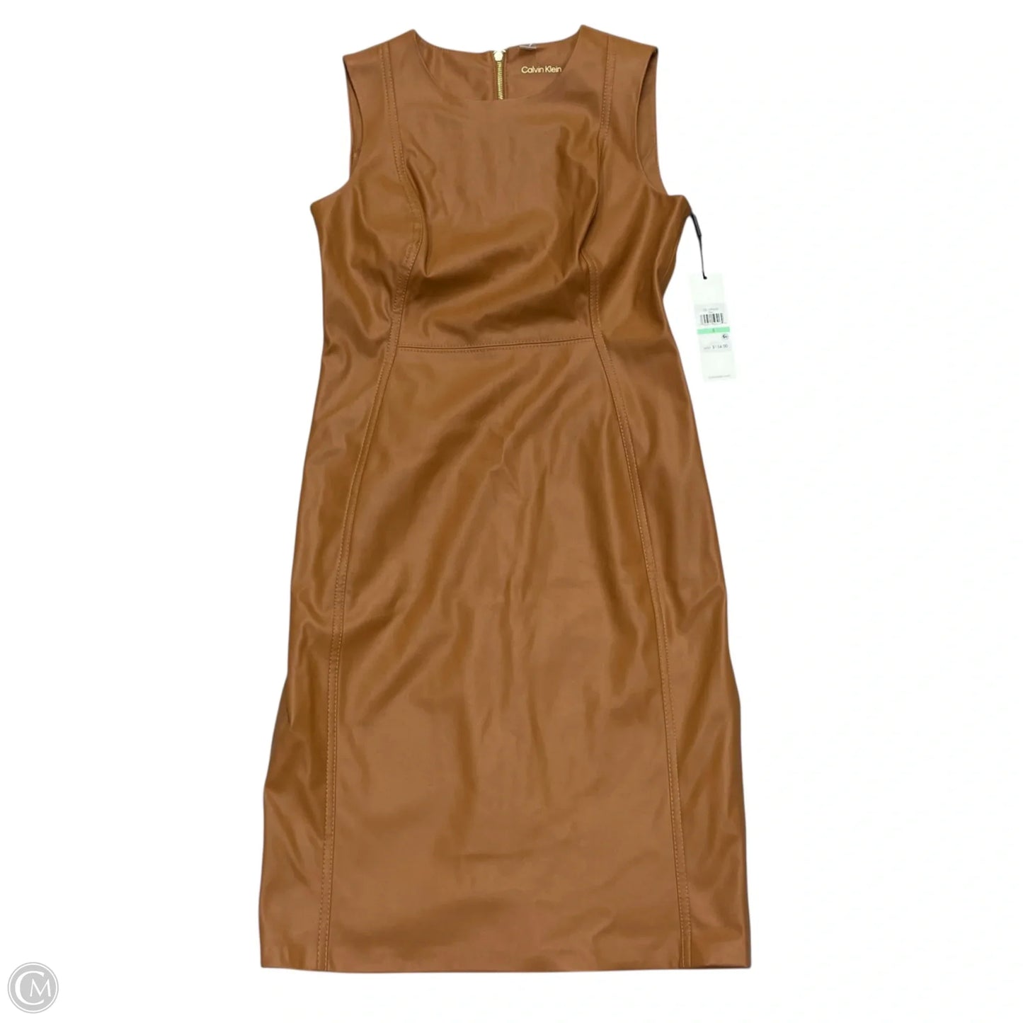 Dress Work By Calvin Klein In Tan, Size: M