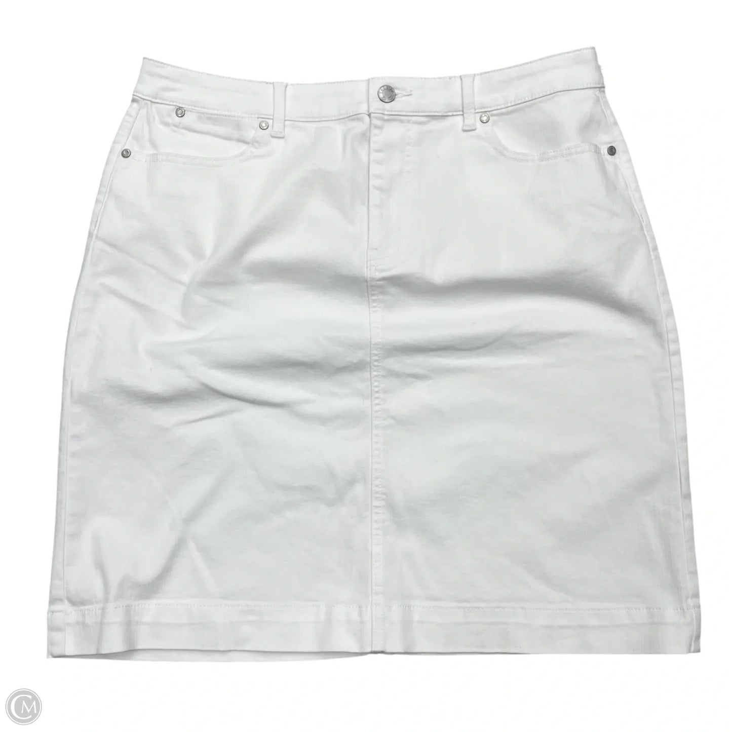 Skirt Midi By Talbots In White Denim, Size: 12
