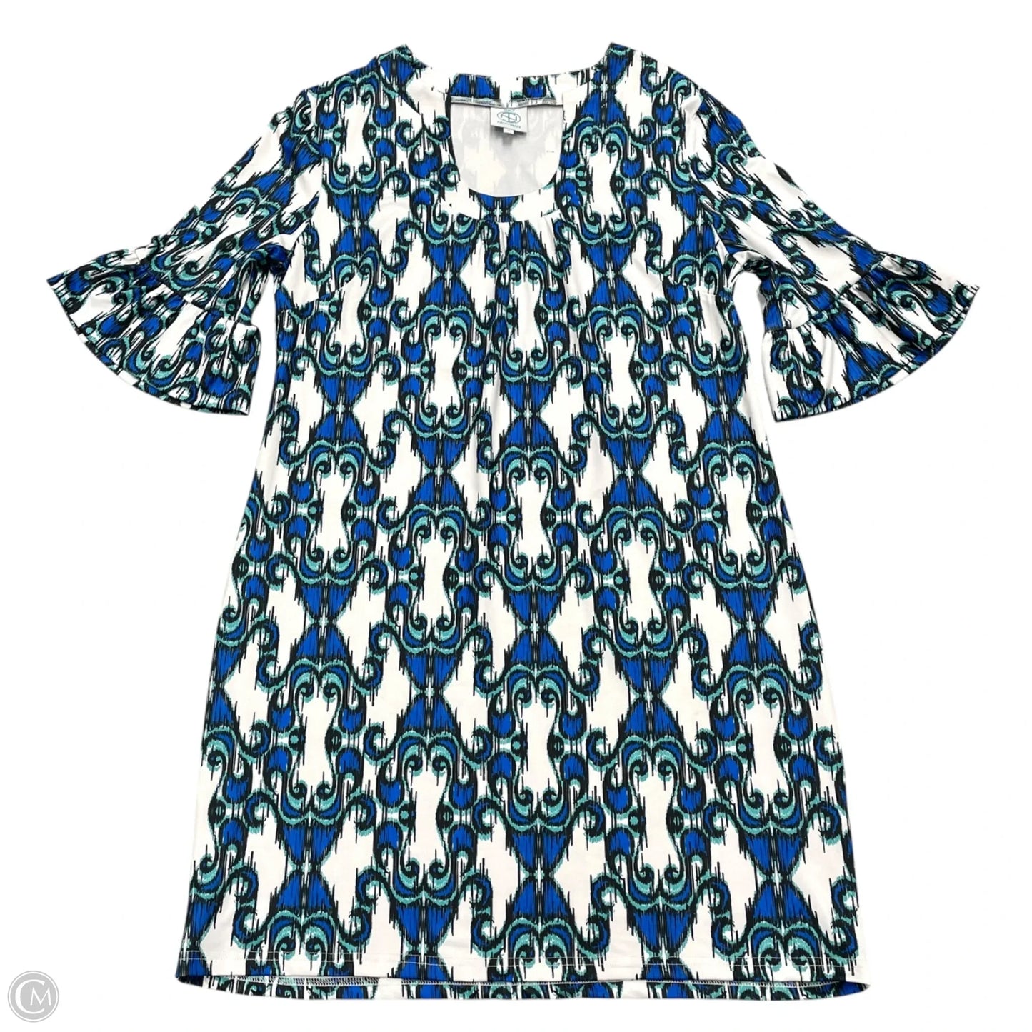 Dress Casual Midi By Tracy Negoshian In Blue & White, Size: M