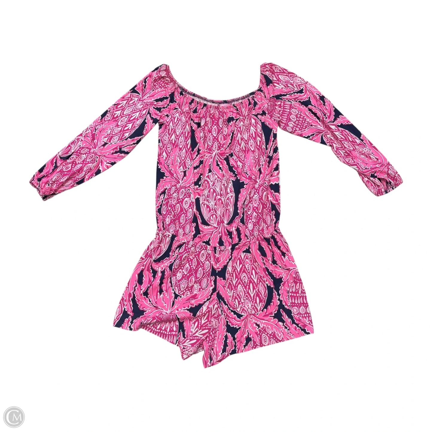 Romper Designer By Lilly Pulitzer In Pink & White, Size: S