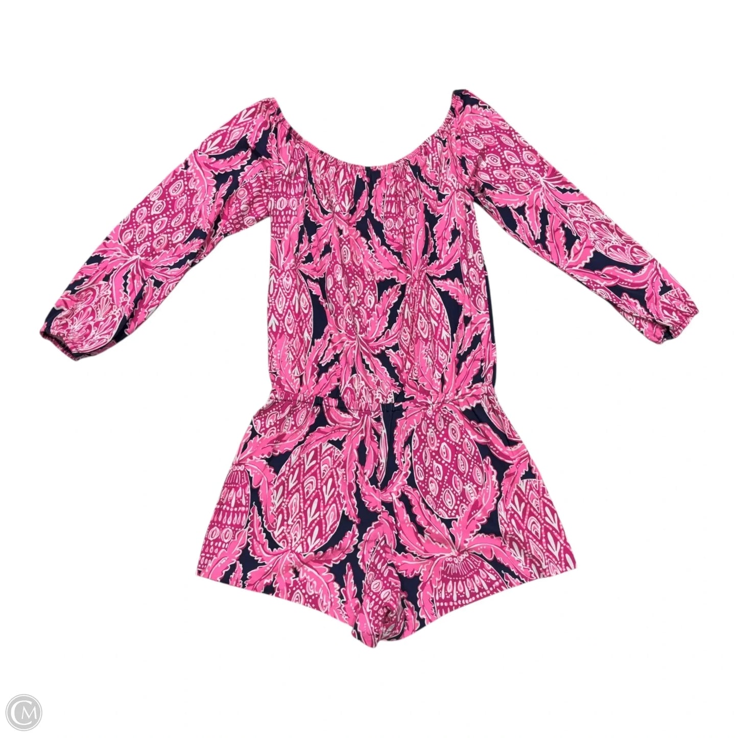 Romper Designer By Lilly Pulitzer In Pink & White, Size: S
