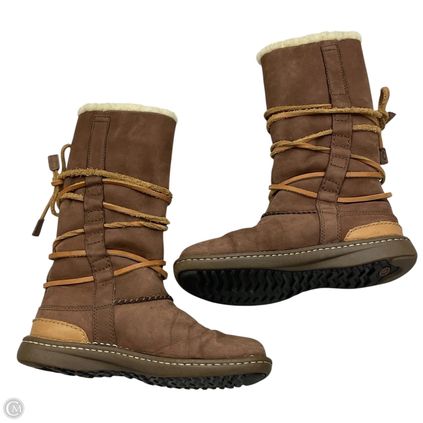 Boots Designer By Ugg In Brown & Cream, Size: 7