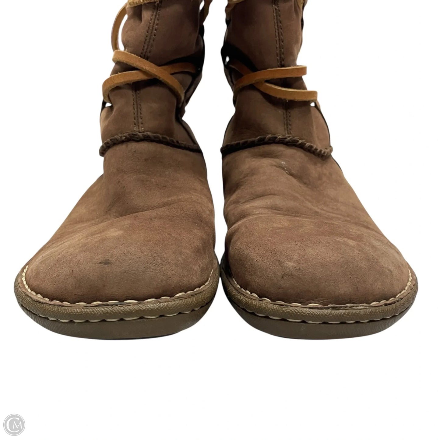 Boots Designer By Ugg In Brown & Cream, Size: 7