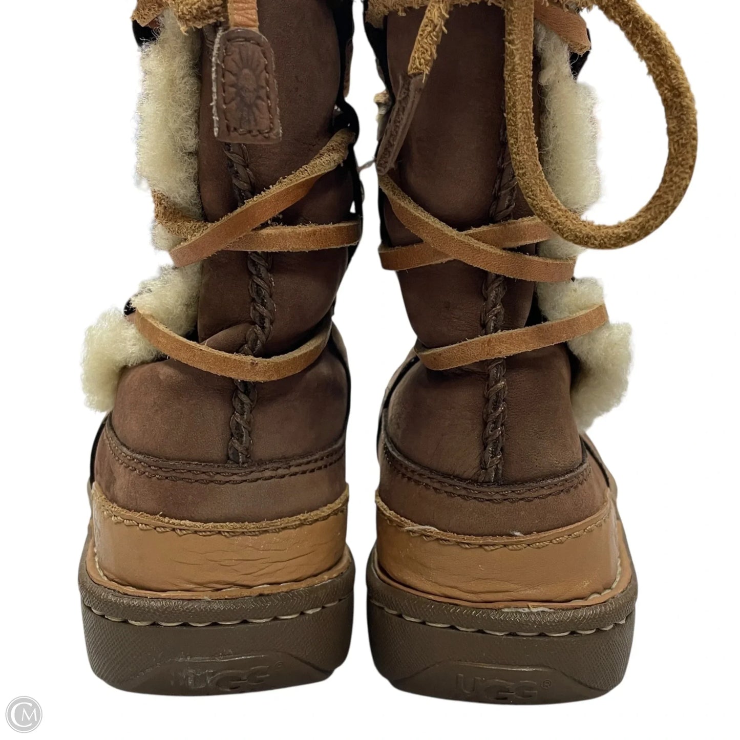 Boots Designer By Ugg In Brown & Cream, Size: 7