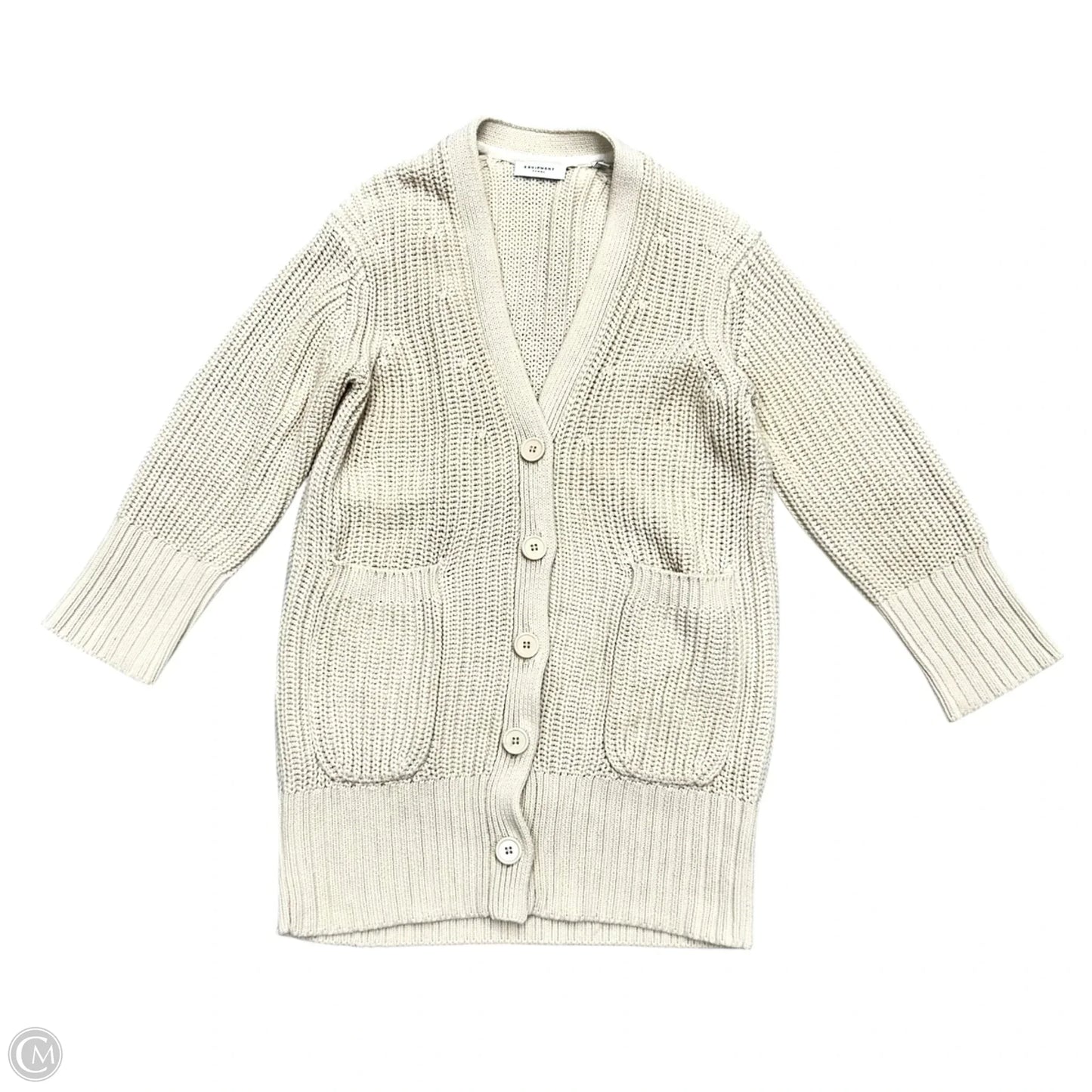 Sweater Cardigan By Equipment In Cream, Size: Xs