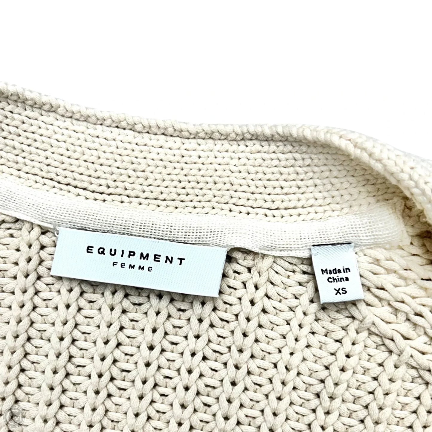 Sweater Cardigan By Equipment In Cream, Size: Xs