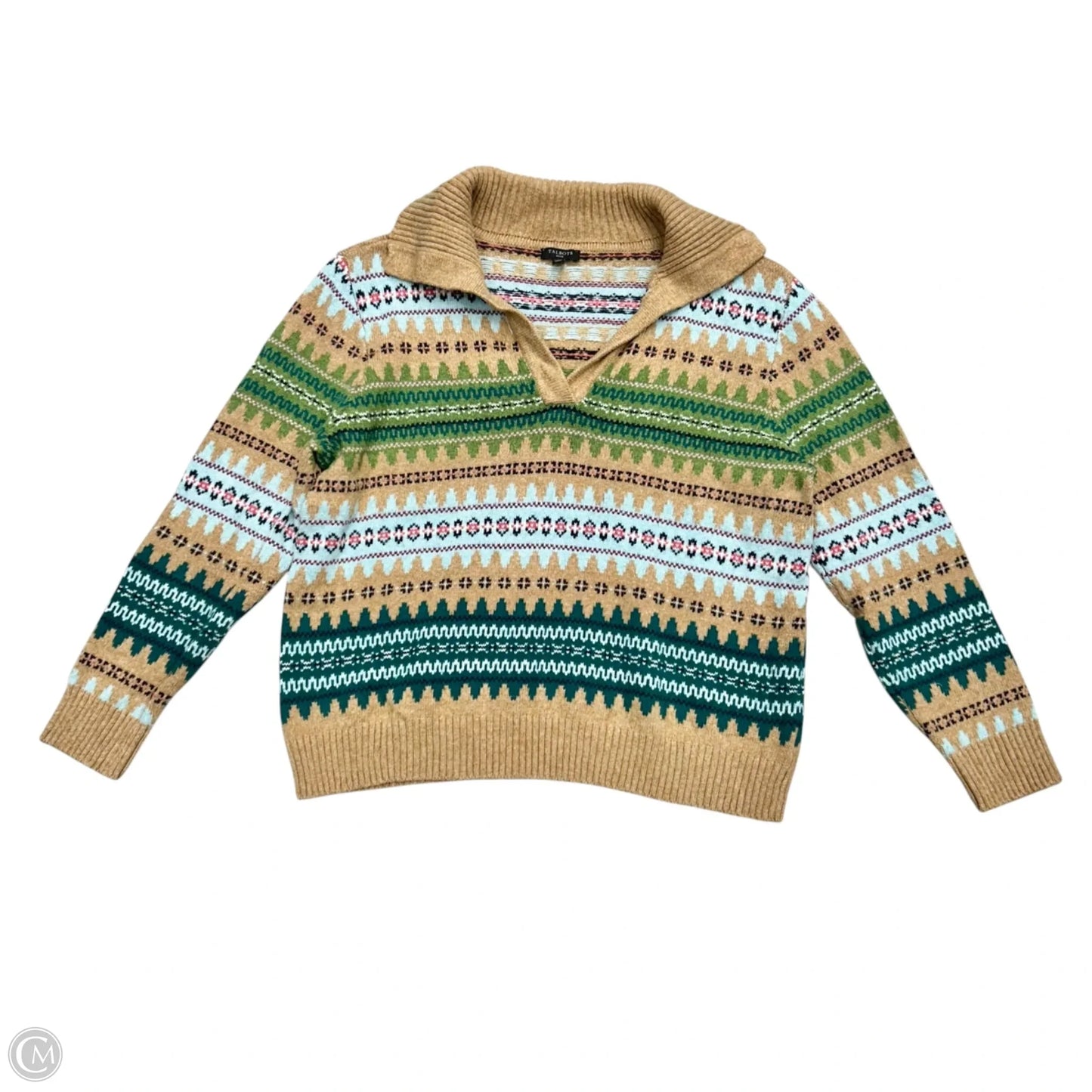 Sweater By Talbots In Green & Tan, Size: Lp