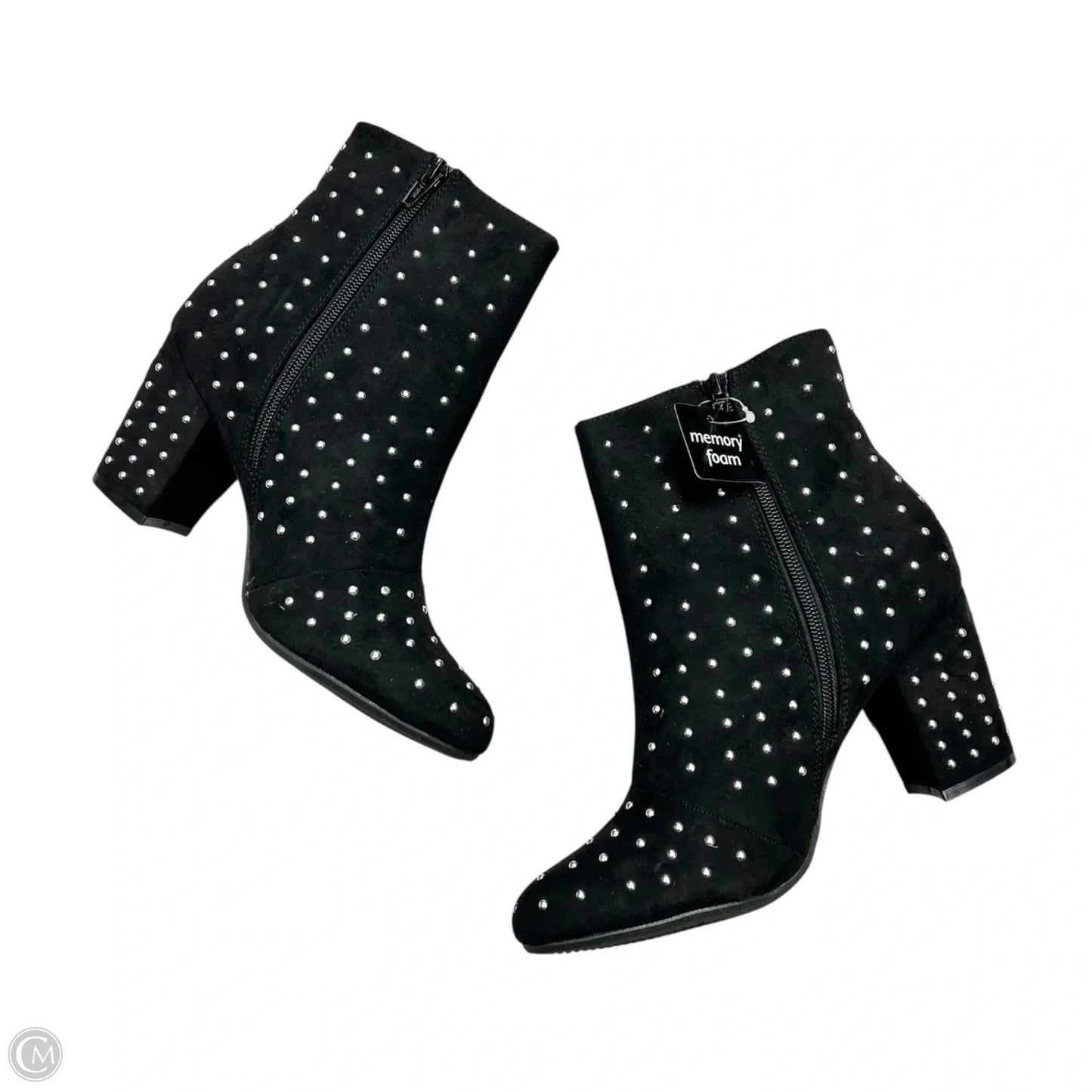 Boots Ankle Heels By Worthington In Black & Silver, Size: 9.5