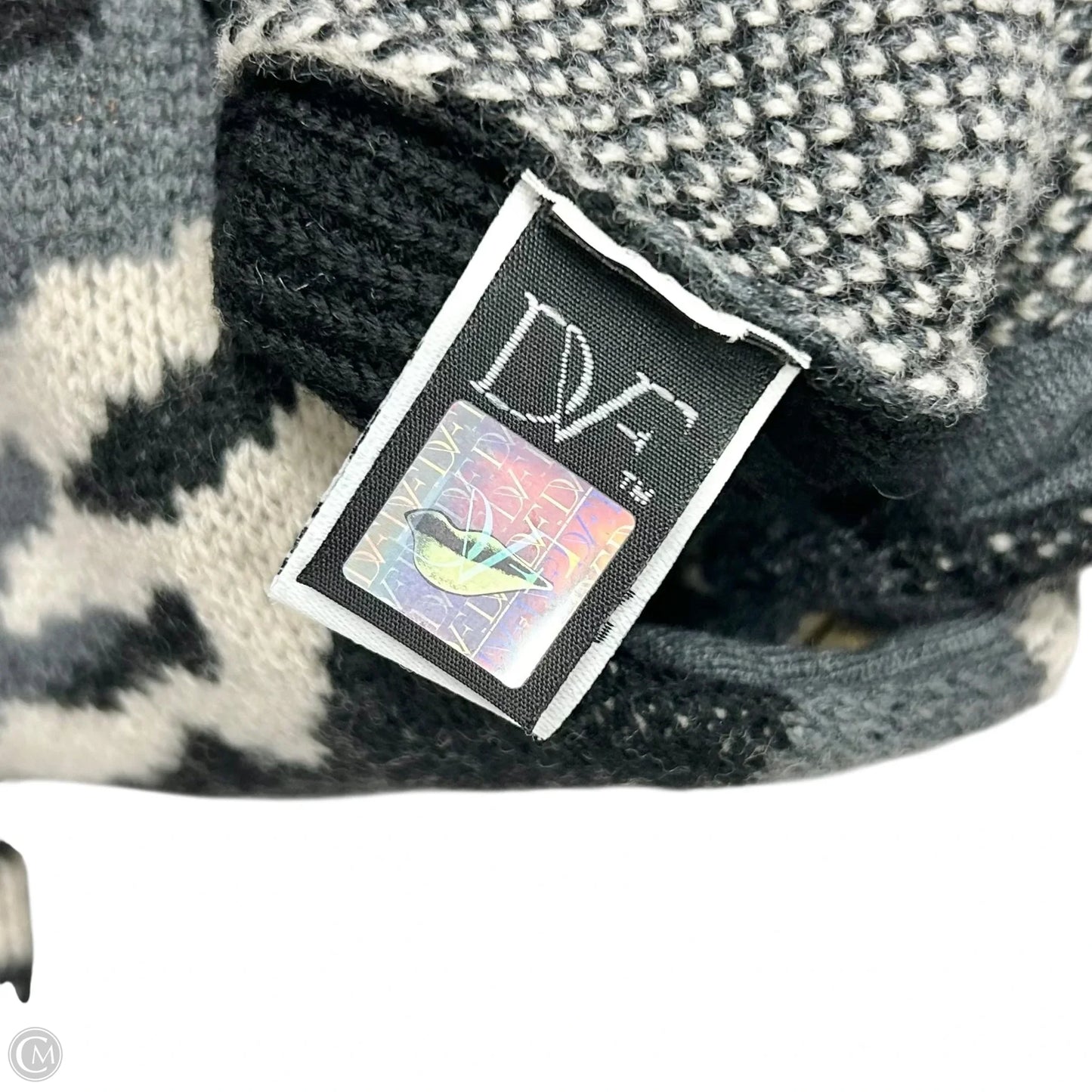 Sweater Cardigan Designer By Diane Von Furstenberg In Black & Grey, Size: S