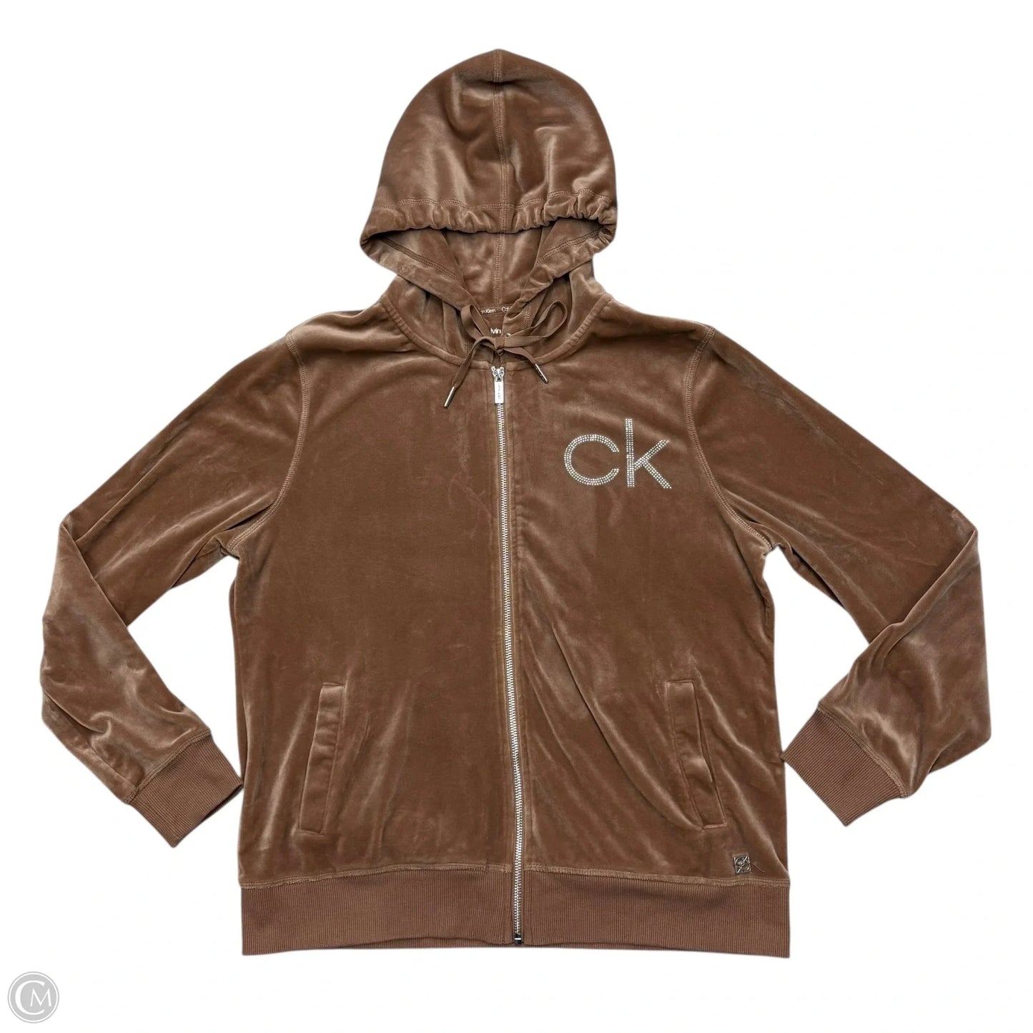 Sweatshirt Hoodie By Calvin Klein In Brown, Size: L