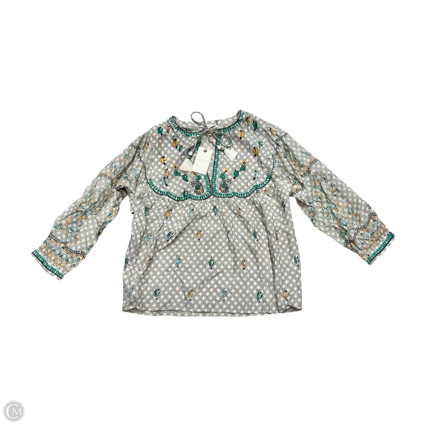 Blouse Long Sleeve By Lucky Brand In Cream, Size: M