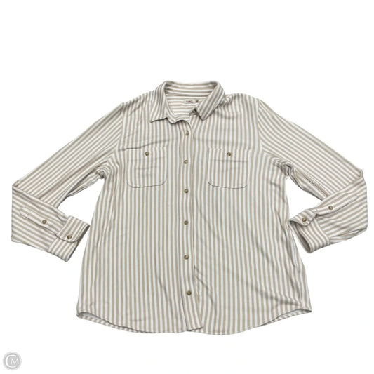 Top Long Sleeve By Faherty In Cream & White, Size: Xl