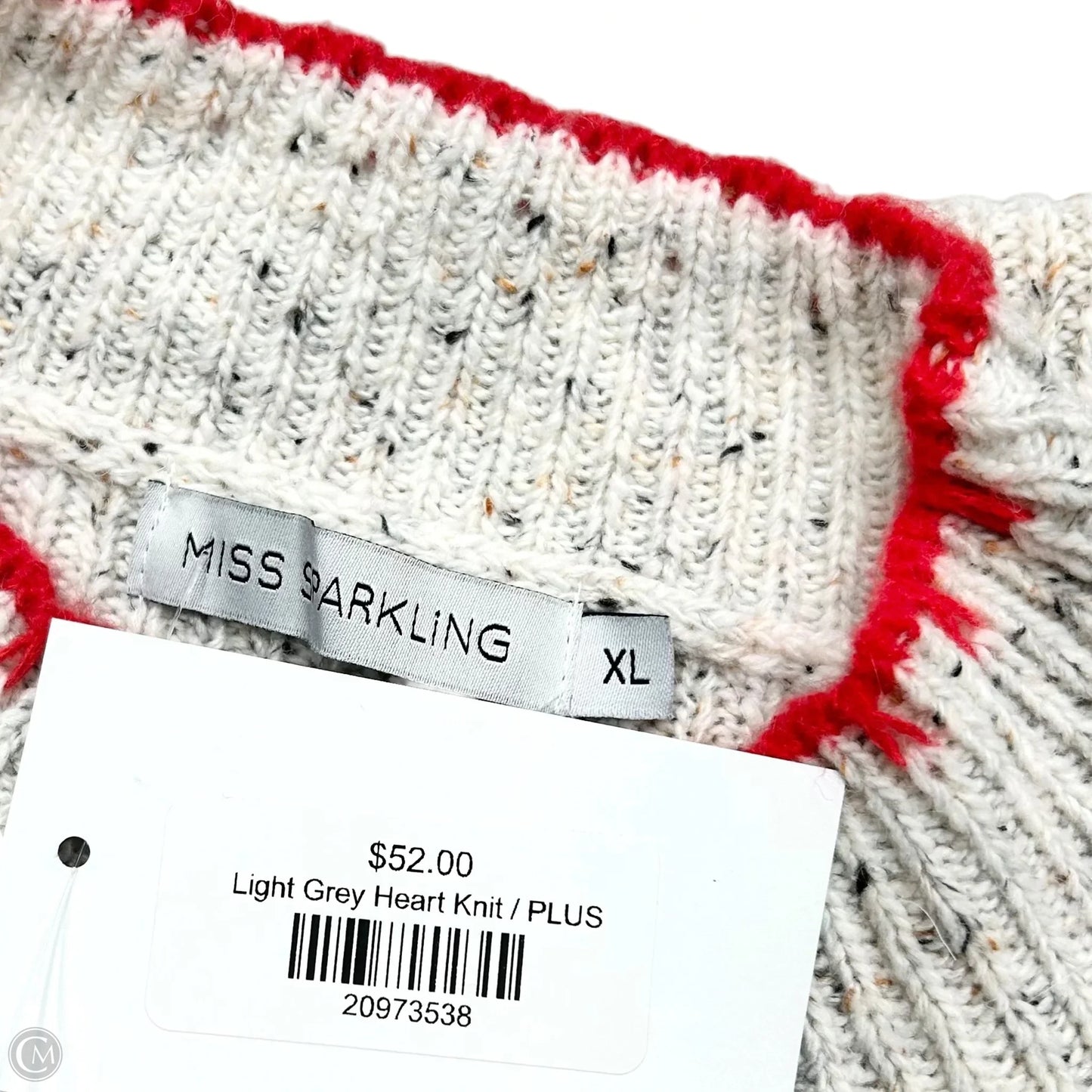 Sweater By Miss Sparkling In Grey & Red, Size: Xl