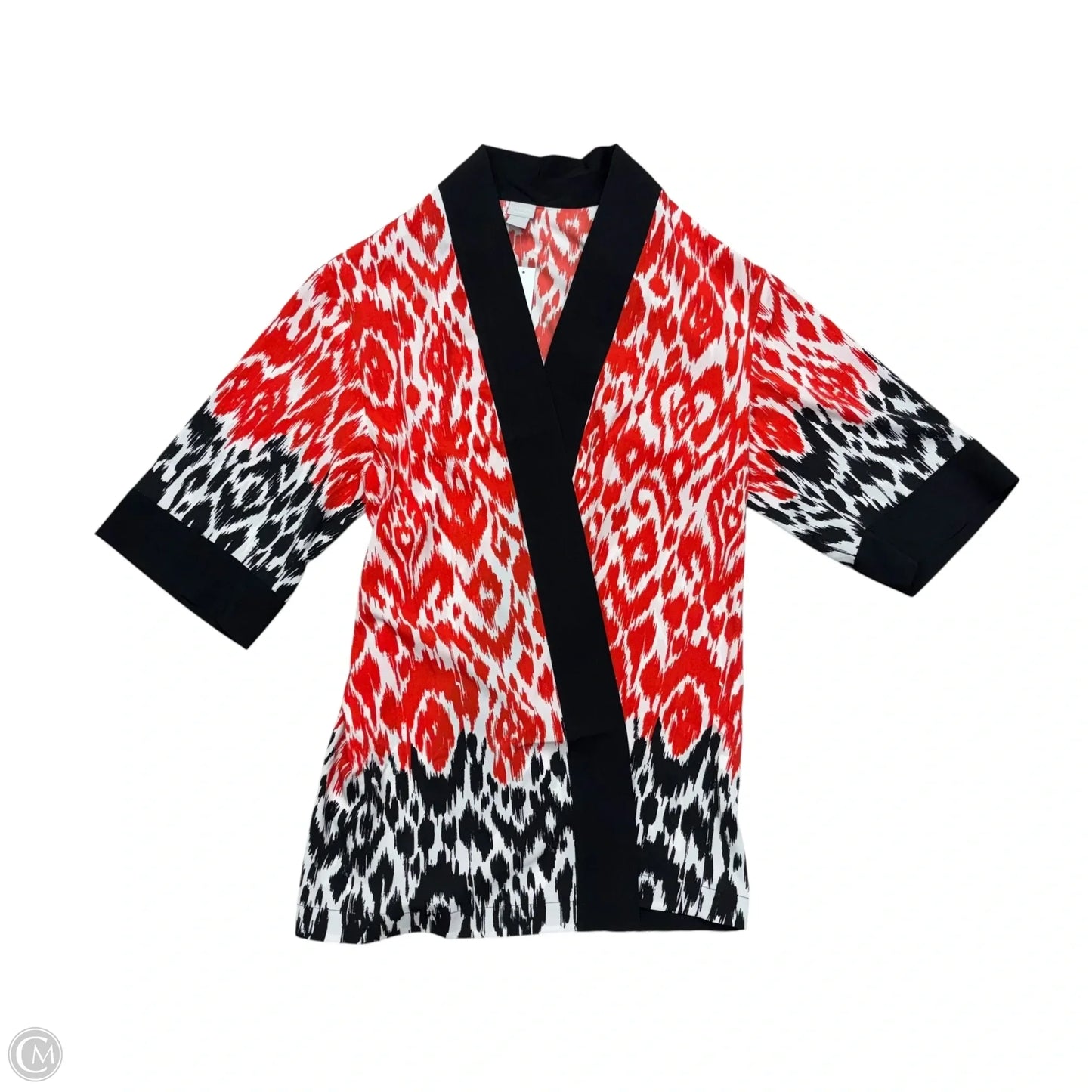 Cardigan By Chicos In Red & White, Size: S