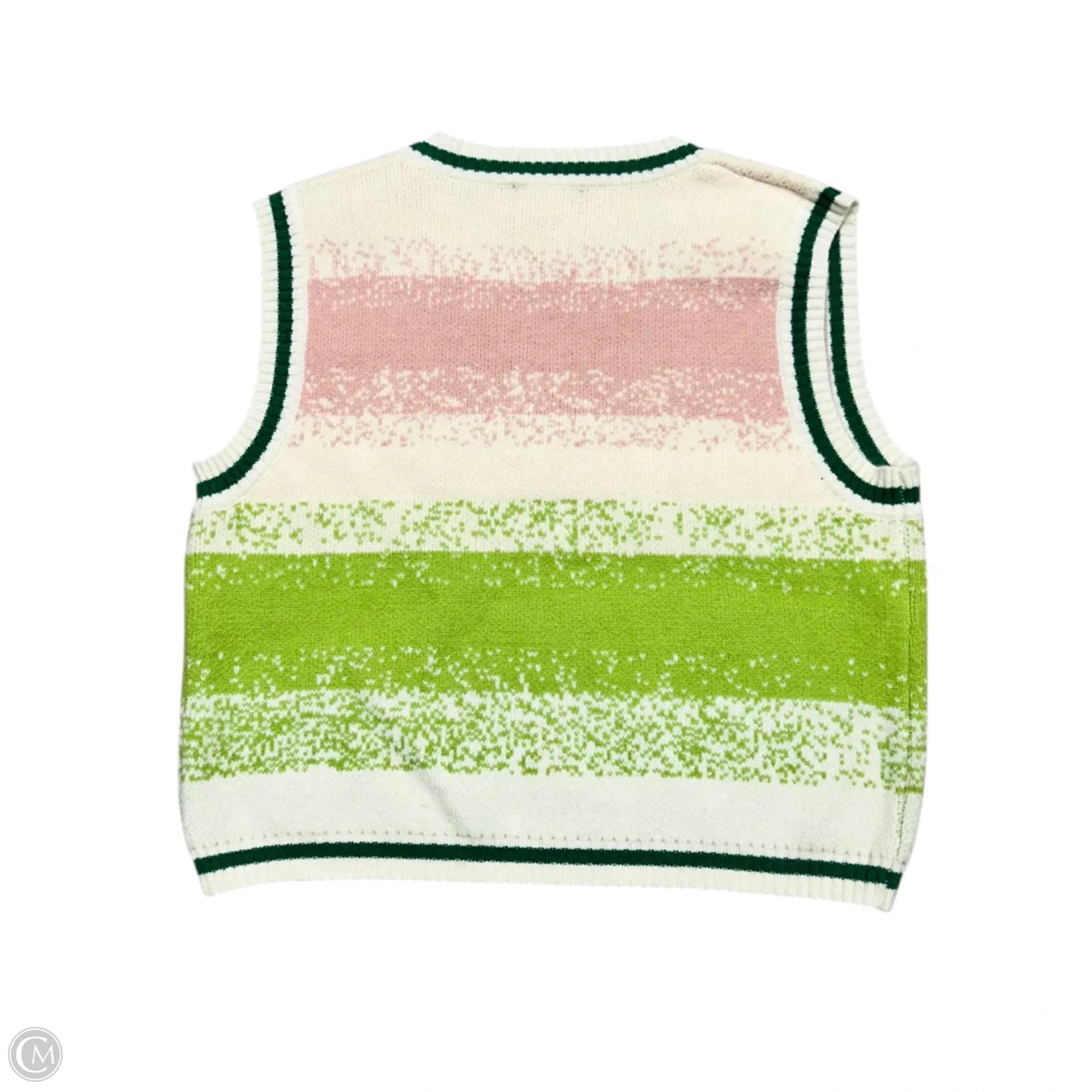 Vest Sweater By Cider In Green & Pink, Size: S