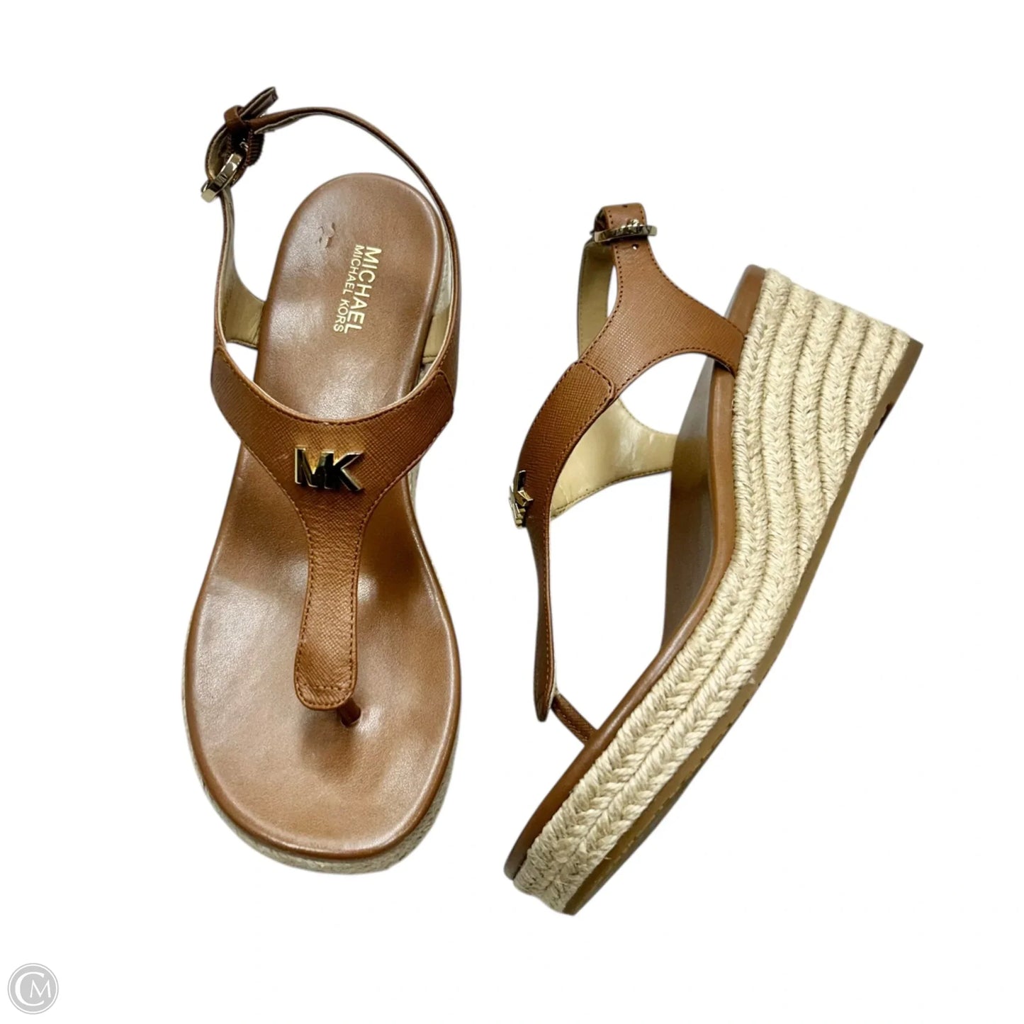 Sandals Heels Kitten By Michael By Michael Kors In Brown & Cream, Size: 6.5