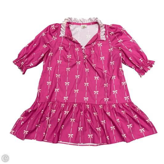 Dress Casual Short By Bibi In Cream & Pink, Size: L