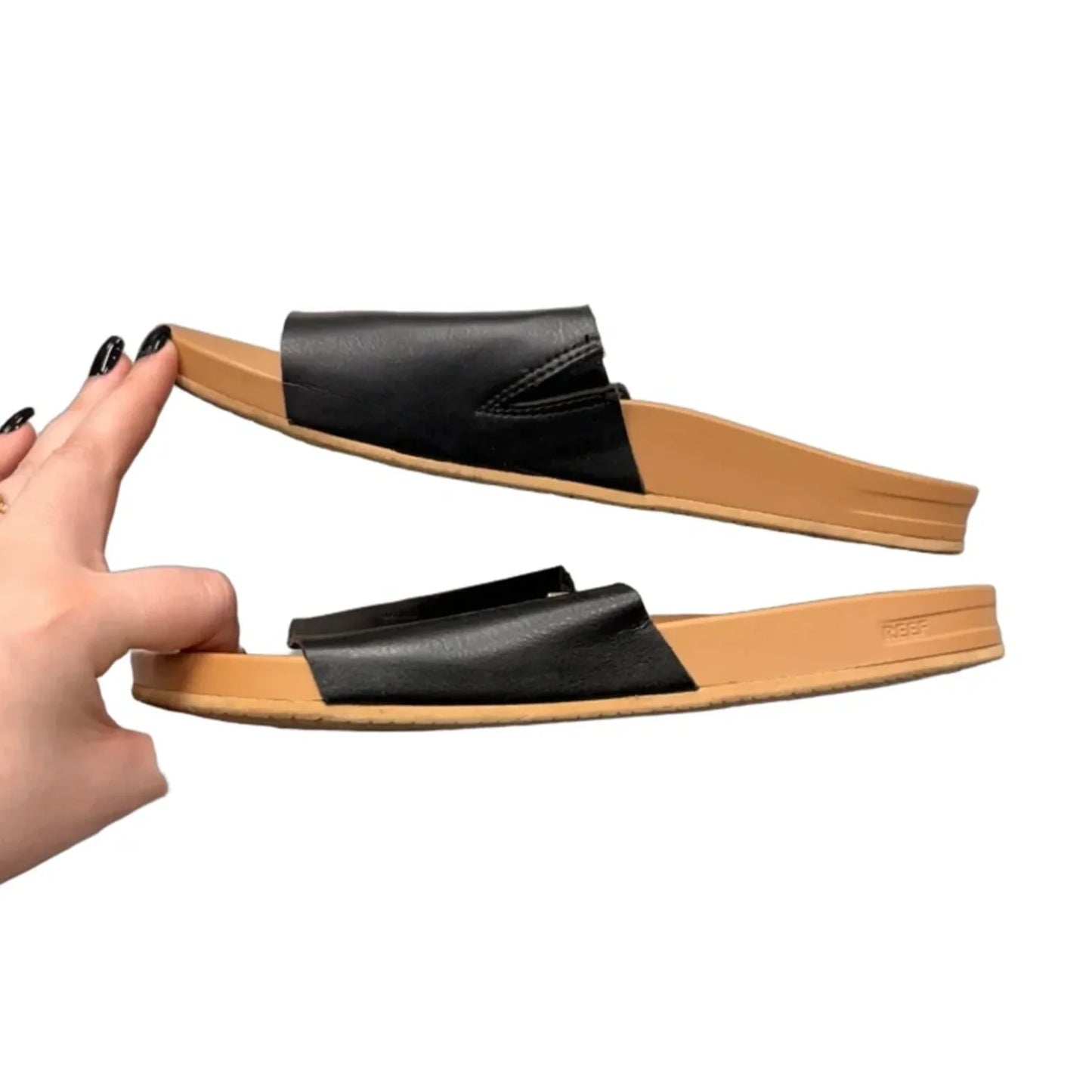 Sandals Flats By Reef In Black & Brown, Size: 8