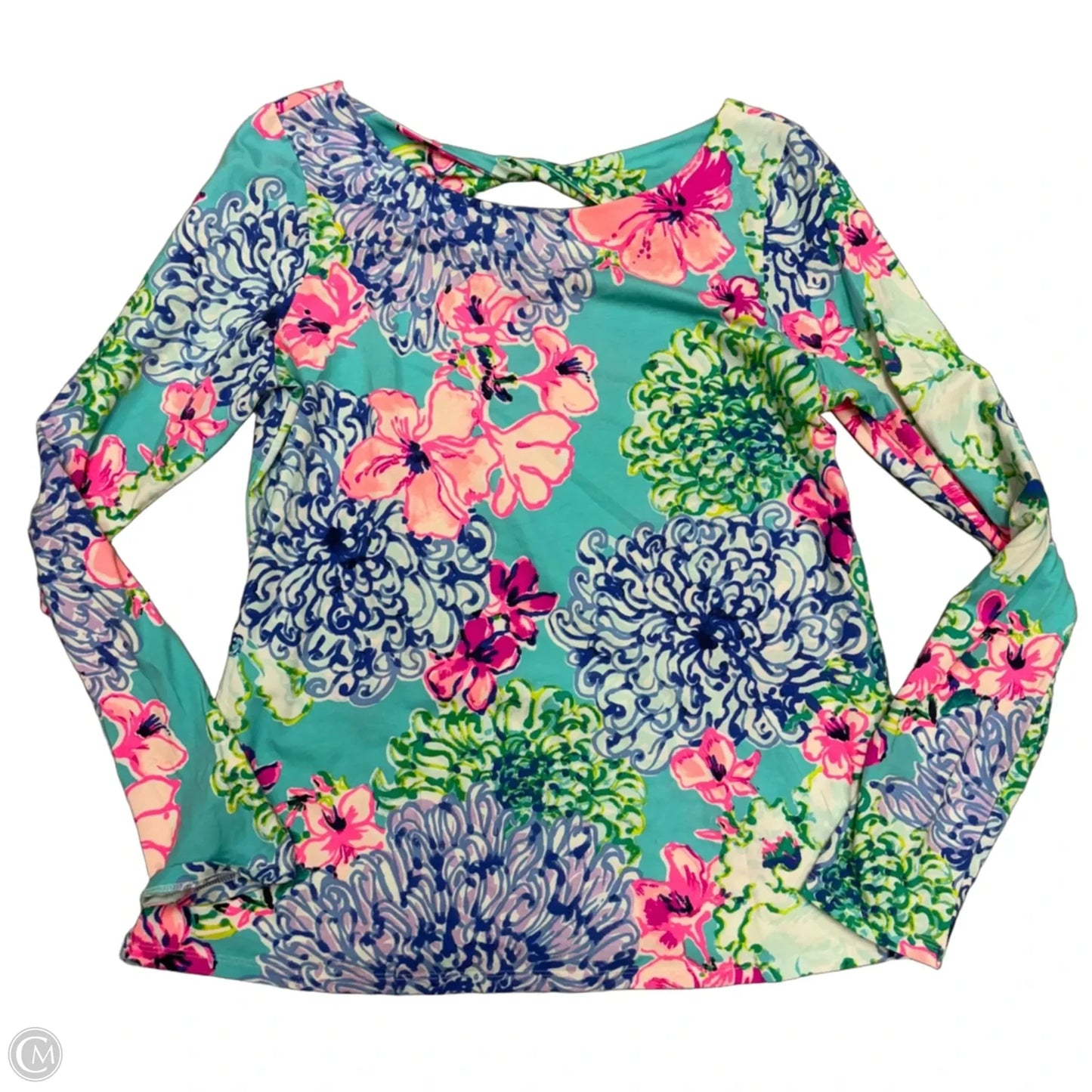 Top Long Sleeve Designer By Lilly Pulitzer In Blue & Green, Size: L