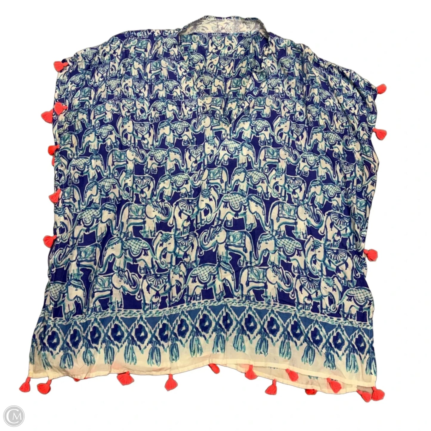 Top Short Sleeve Designer By Lilly Pulitzer In Blue & White, Size: S