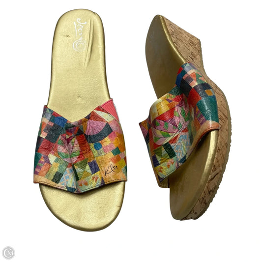 Sandals Heels Wedge By Jeon In Gold, Size: 11