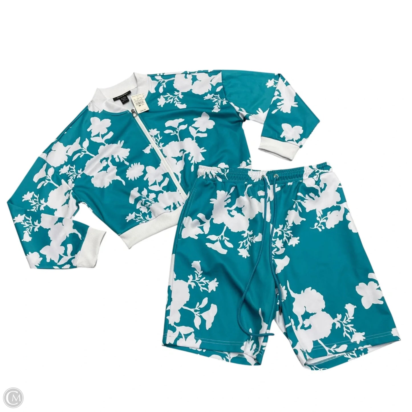 Shorts Set By Ashley Stewart In Blue & White, Size: M