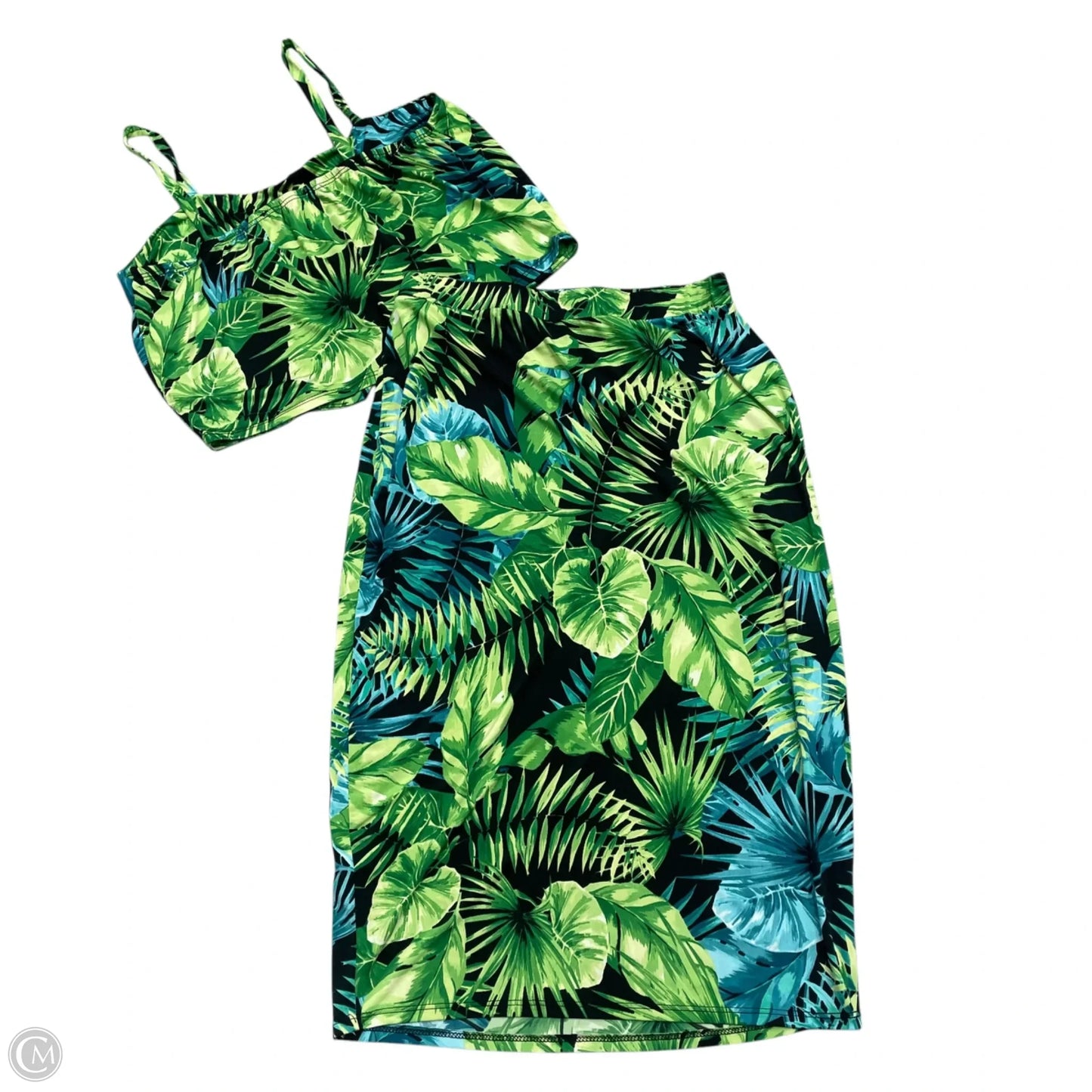 Skirt Set 3pc By Ashley Stewart In Black & Green, Size: 1x