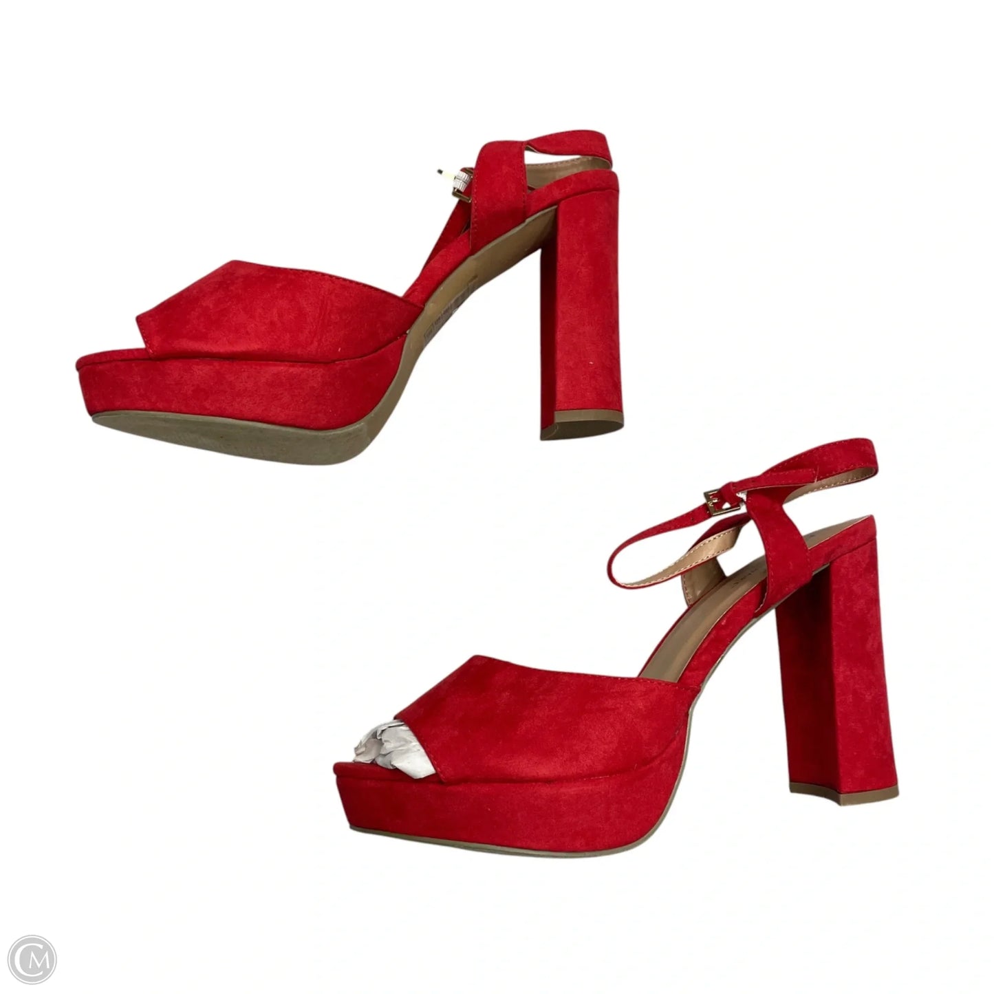 Sandals Heels Block By Ashley Stewart In Red, Size: 11