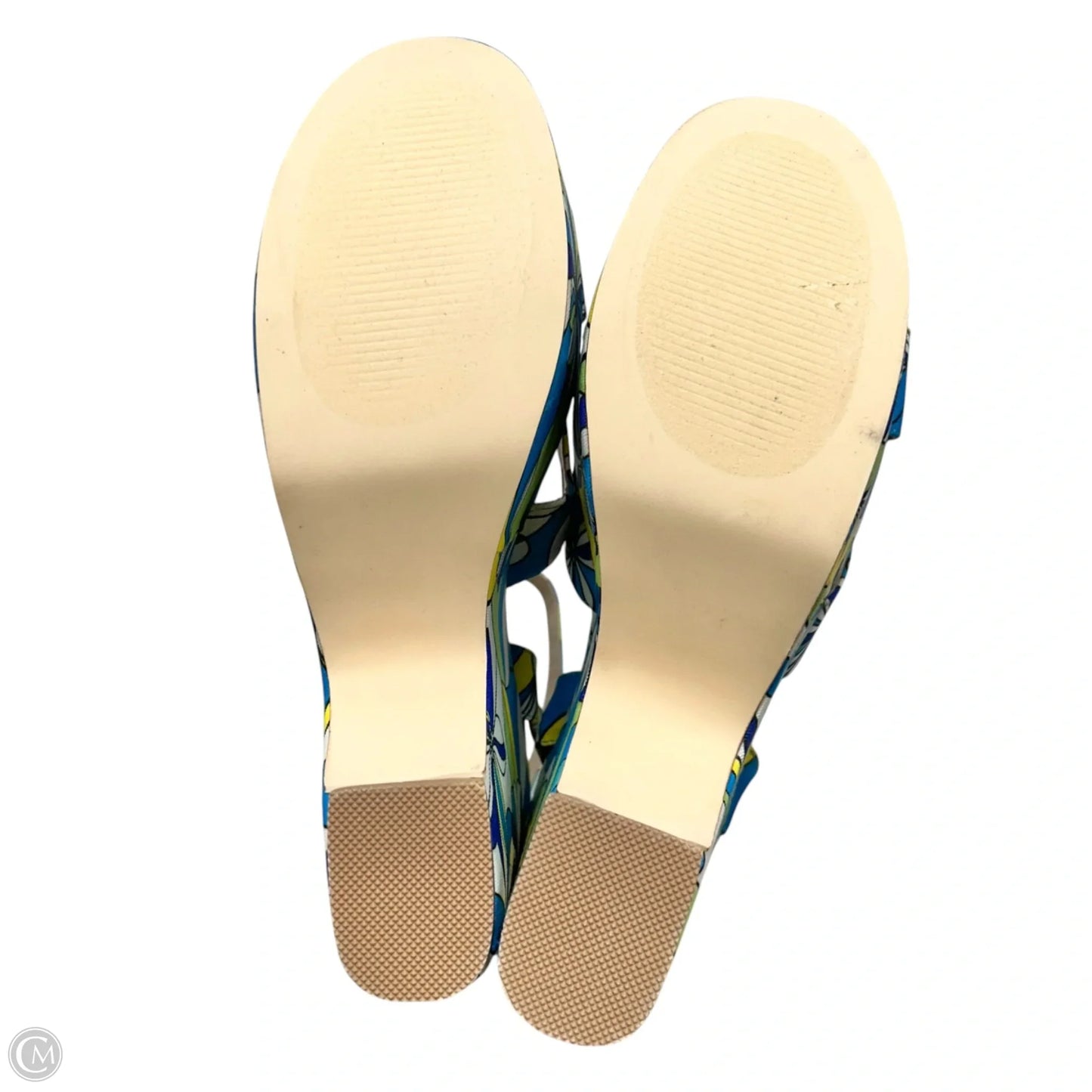 Sandals Heels Block By Jf In Blue & Green, Size: 11
