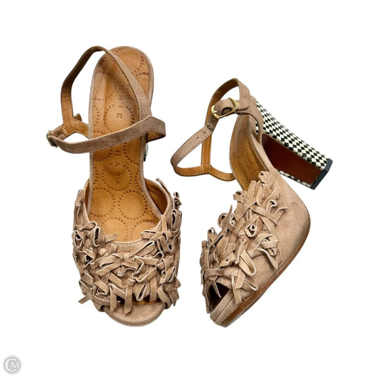Sandals Heels Block By Chie Mihara In Tan & Cream, Size: 6.5
