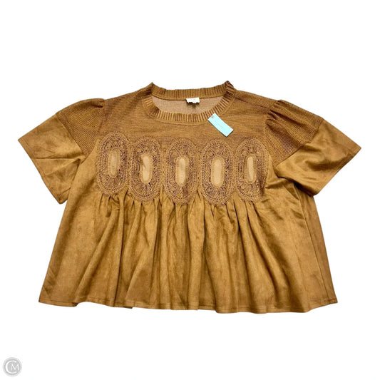 Top Short Sleeve By En Elly In Brown, Size: 3x