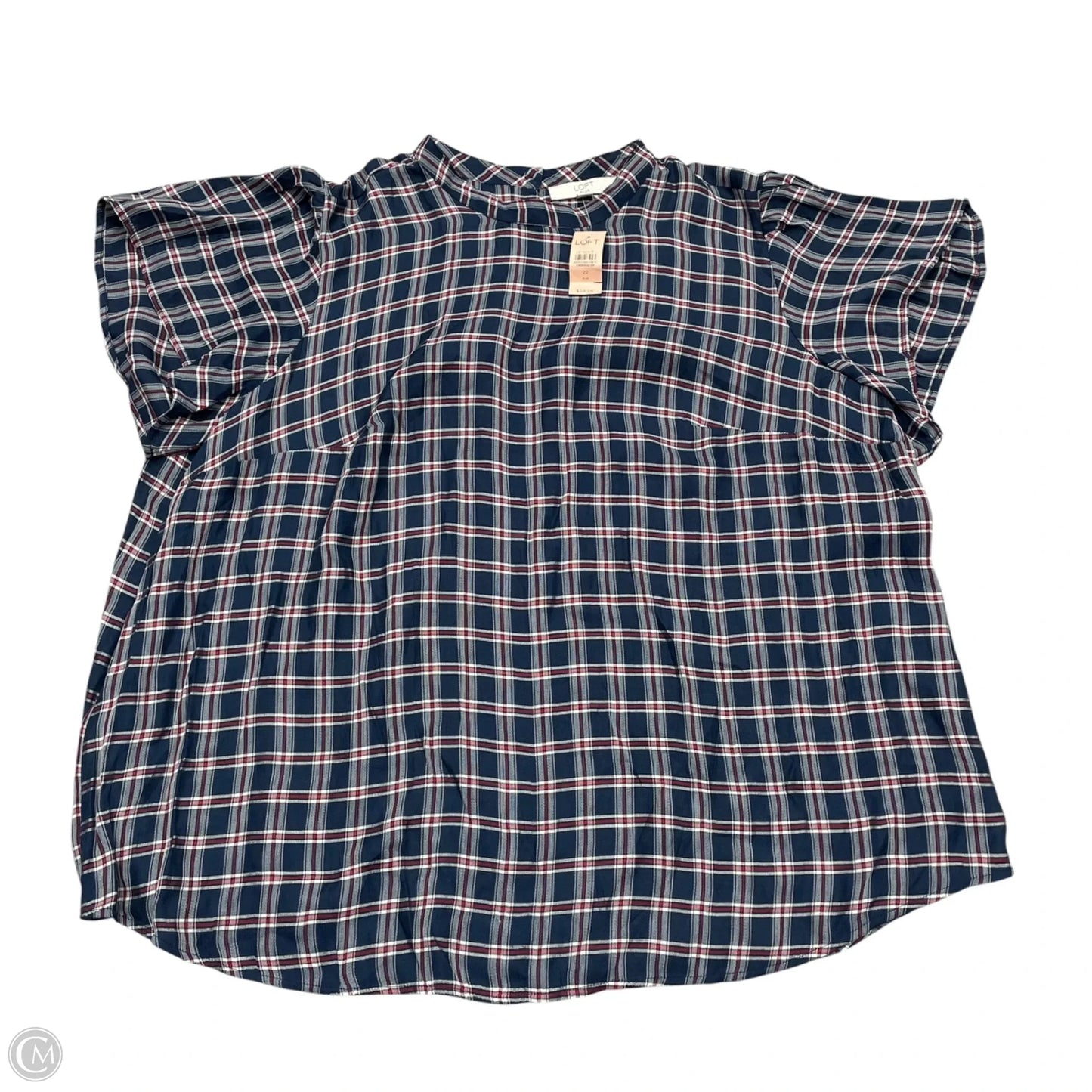 Top Short Sleeve By Loft In Blue & White, Size: 3x