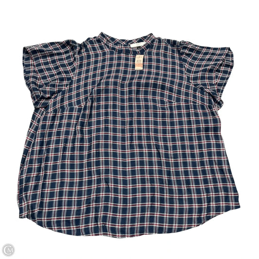 Top Short Sleeve By Loft In Blue & White, Size: 3x