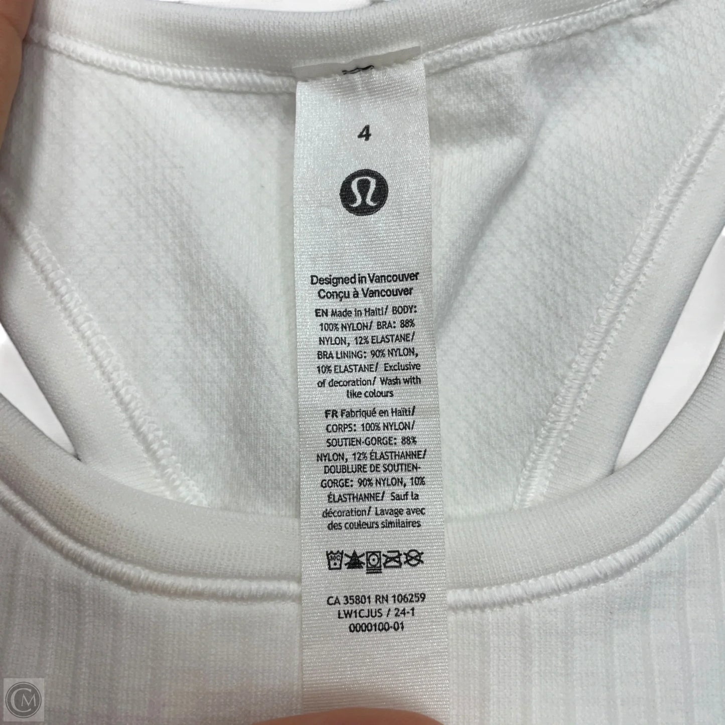 Athletic Tank Top By Lululemon In White, Size: S