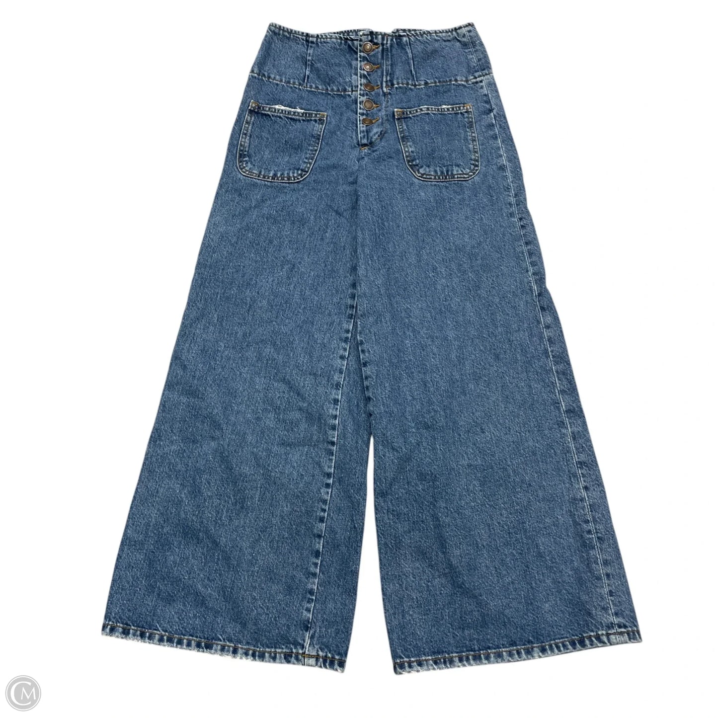 Jeans Cropped By Free People In Blue Denim, Size: 0