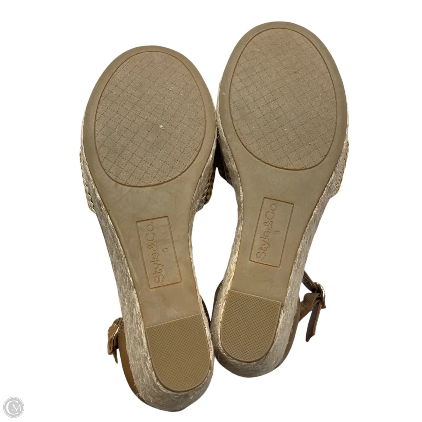 Sandals Heels Wedge By Style And Company In Tan, Size: 9