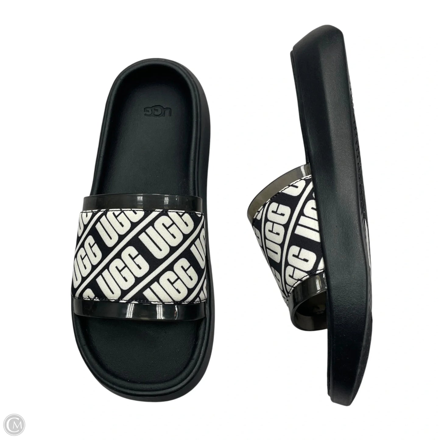 Sandals Designer By Ugg In Black & White, Size: 6