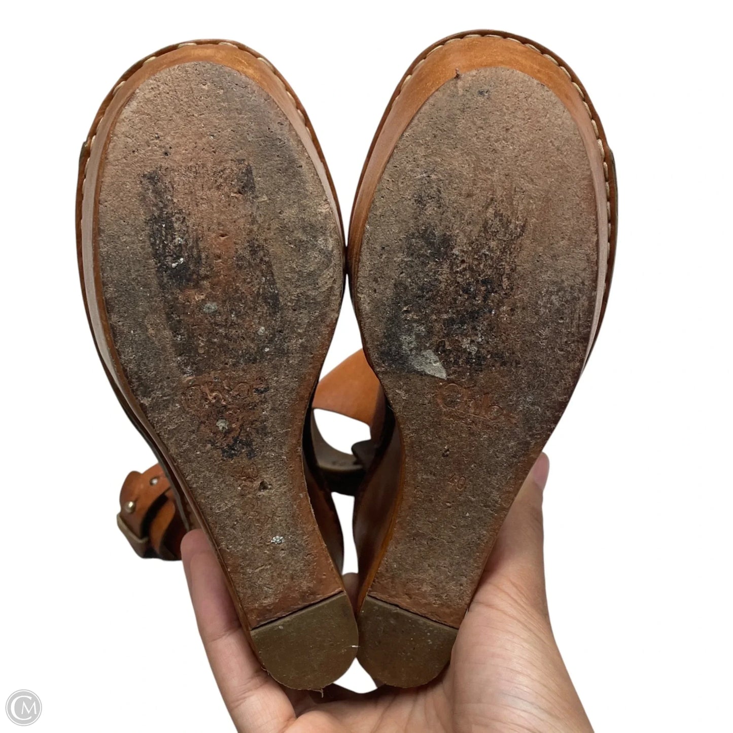 Sandals Luxury Designer By Chloe In Brown, Size: 9.5