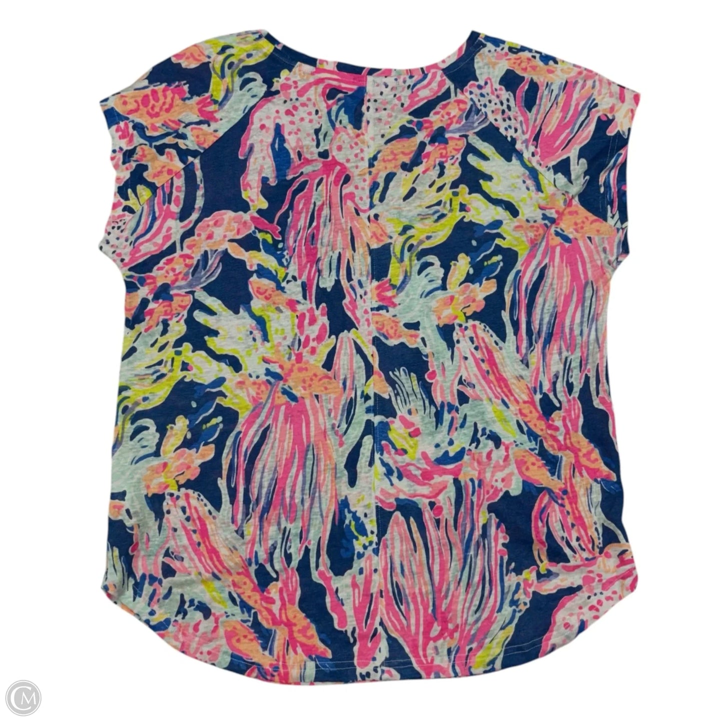Top Short Sleeve Designer By Lilly Pulitzer In Blue & Orange, Size: Xs