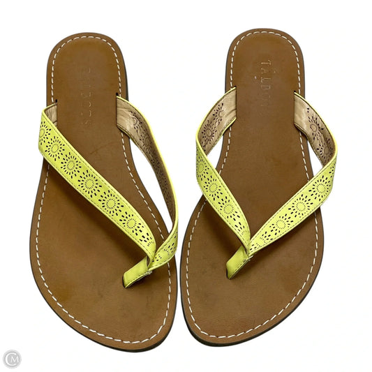 Sandals Flip Flops By Talbots In Brown & Yellow, Size: 7