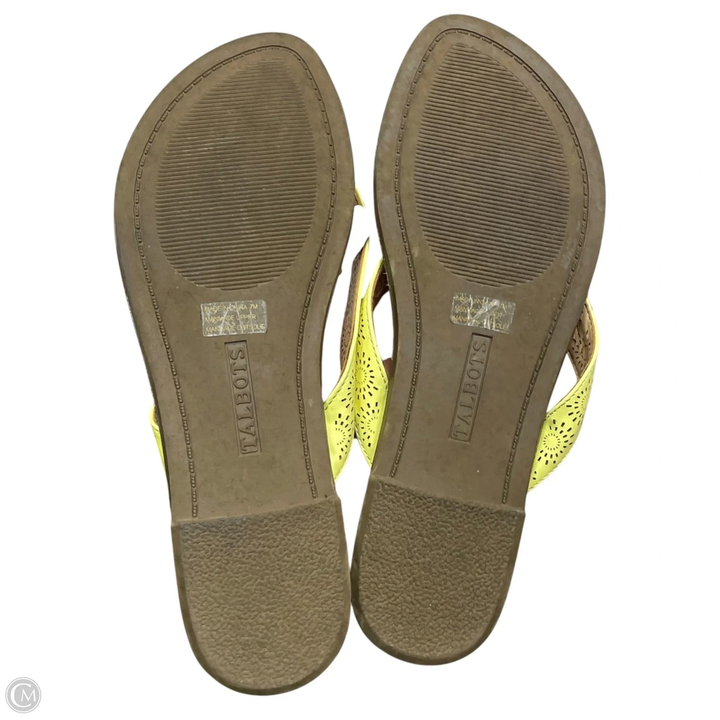 Sandals Flip Flops By Talbots In Brown & Yellow, Size: 7