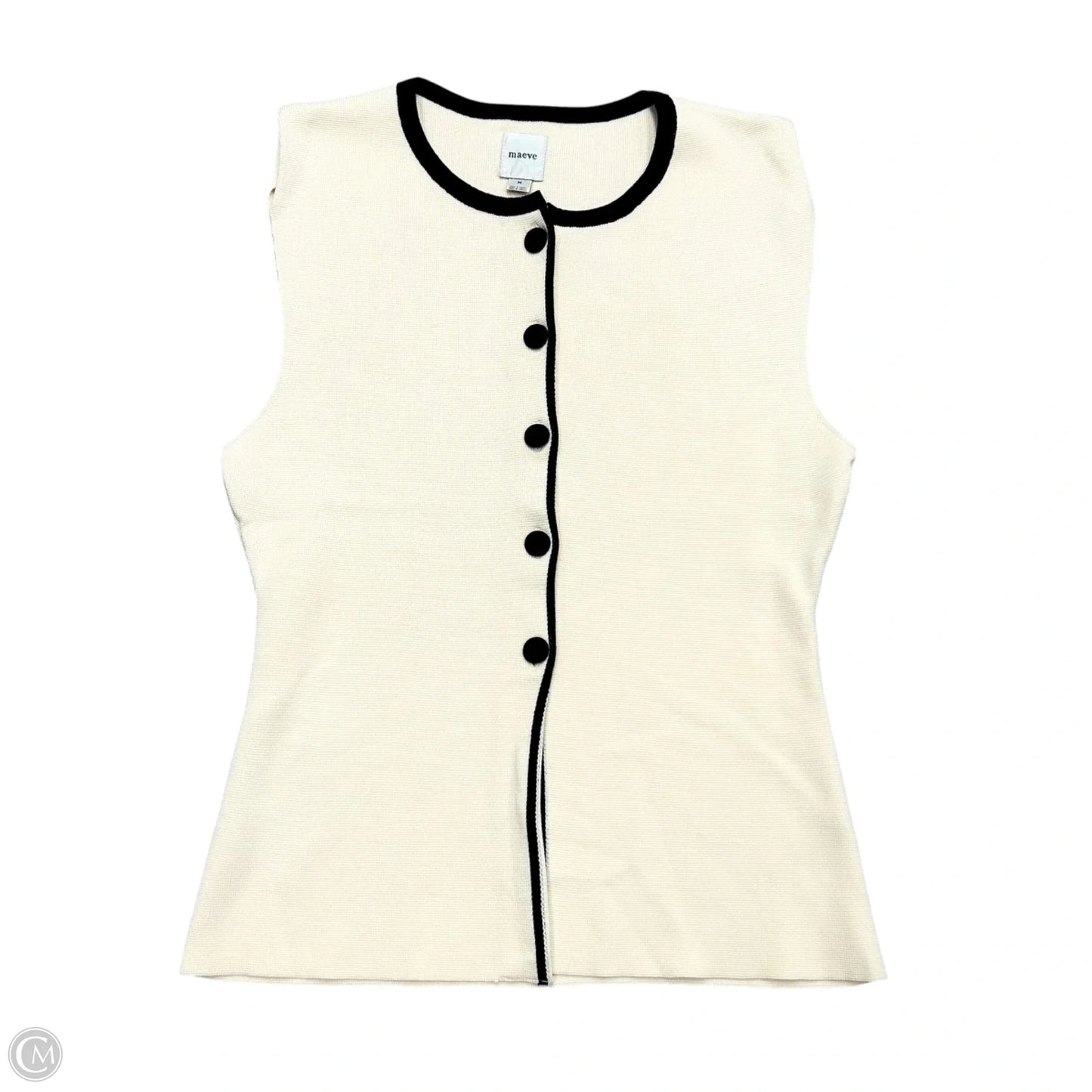 Top Sleeveless By Maeve In Black & Cream, Size: M