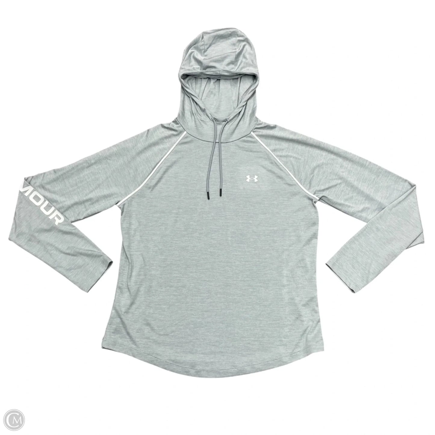 Athletic Top Long Sleeve Hoodie By Under Armour In Grey, Size: Xl