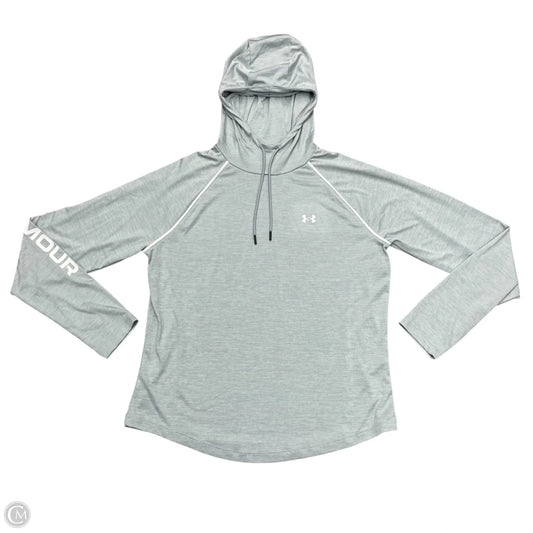 Athletic Top Long Sleeve Hoodie By Under Armour In Grey, Size: Xl