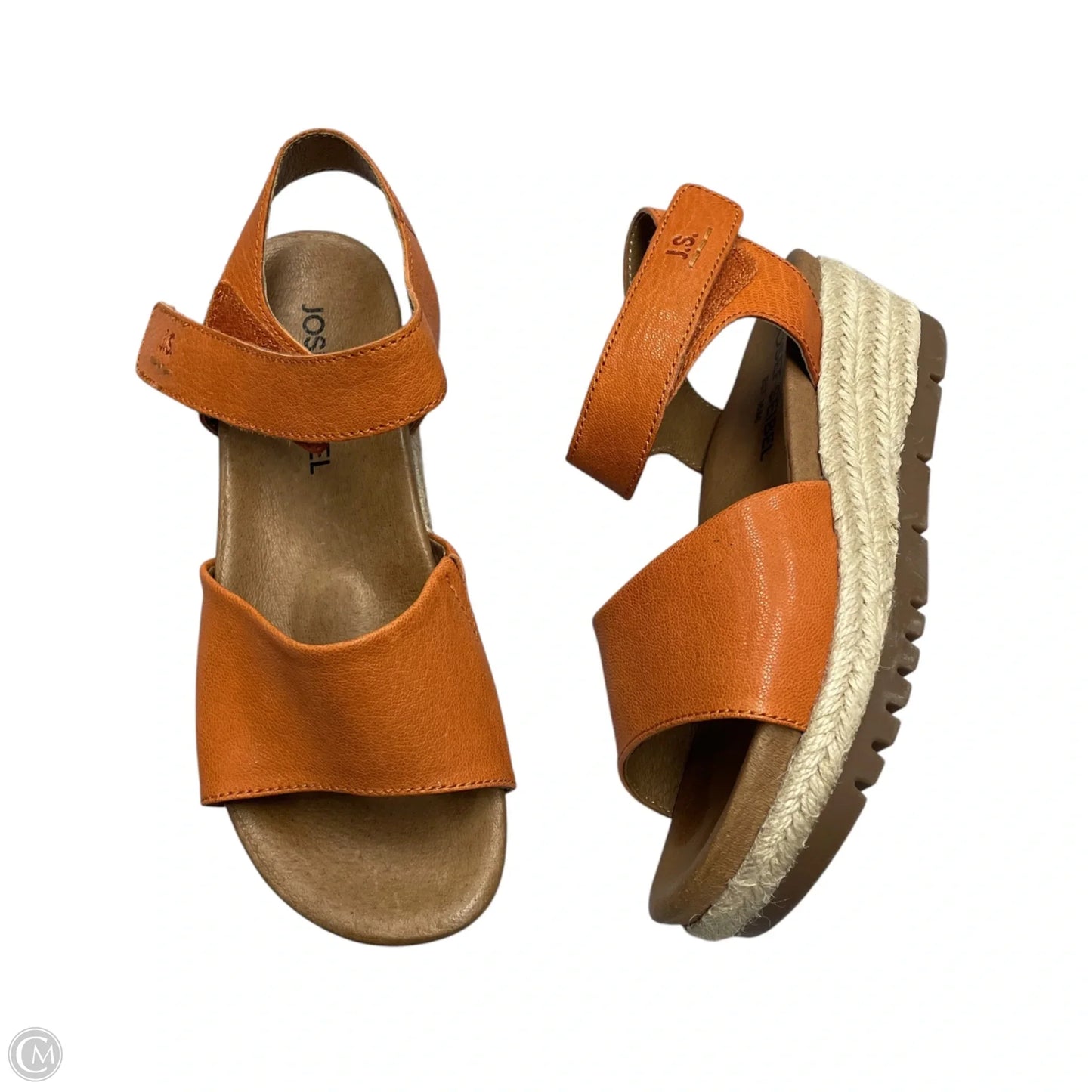 Sandals Heels Platform By Josef Seibei In Orange & Tan, Size: 5.5