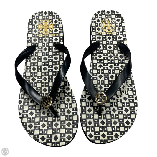 Sandals Designer By Tory Burch In Black & White, Size: 9